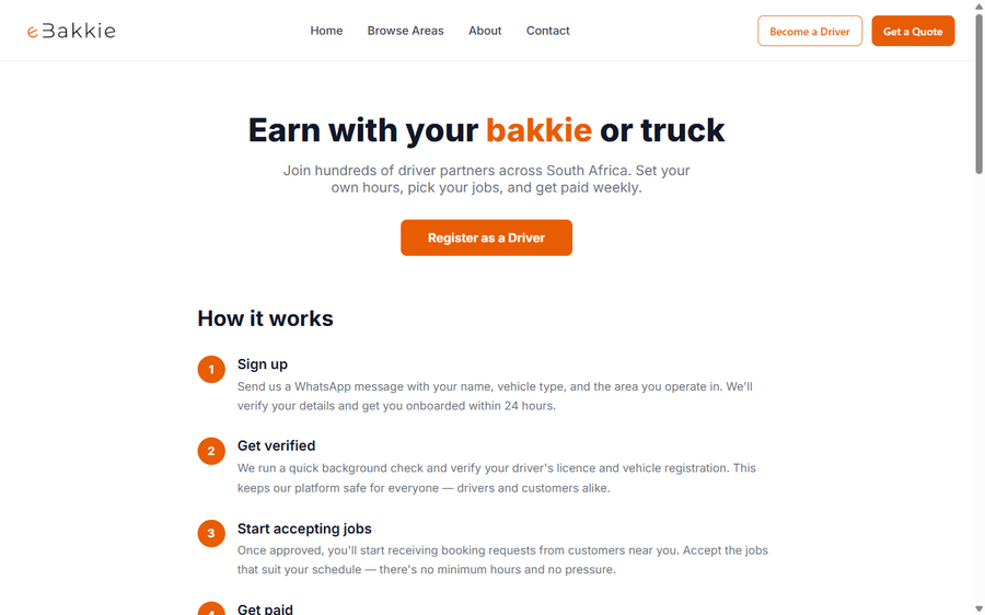 Become a driver page